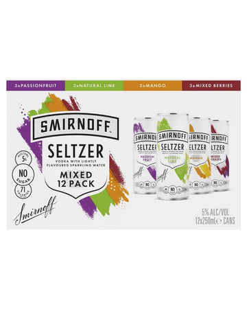 Smirnoff Seltzer Mixed Can 250ml 12PK